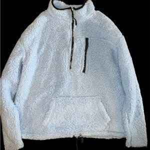 Baby Blue No Boundaries Juniors Quarter Zip Sherpa Pull over